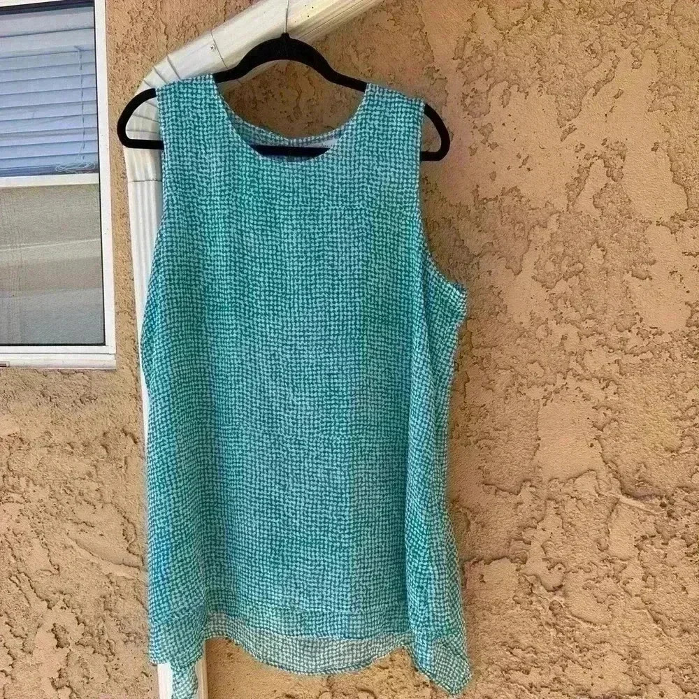 Fever aqua blue turqouise tank blouse top shirt Womens xl